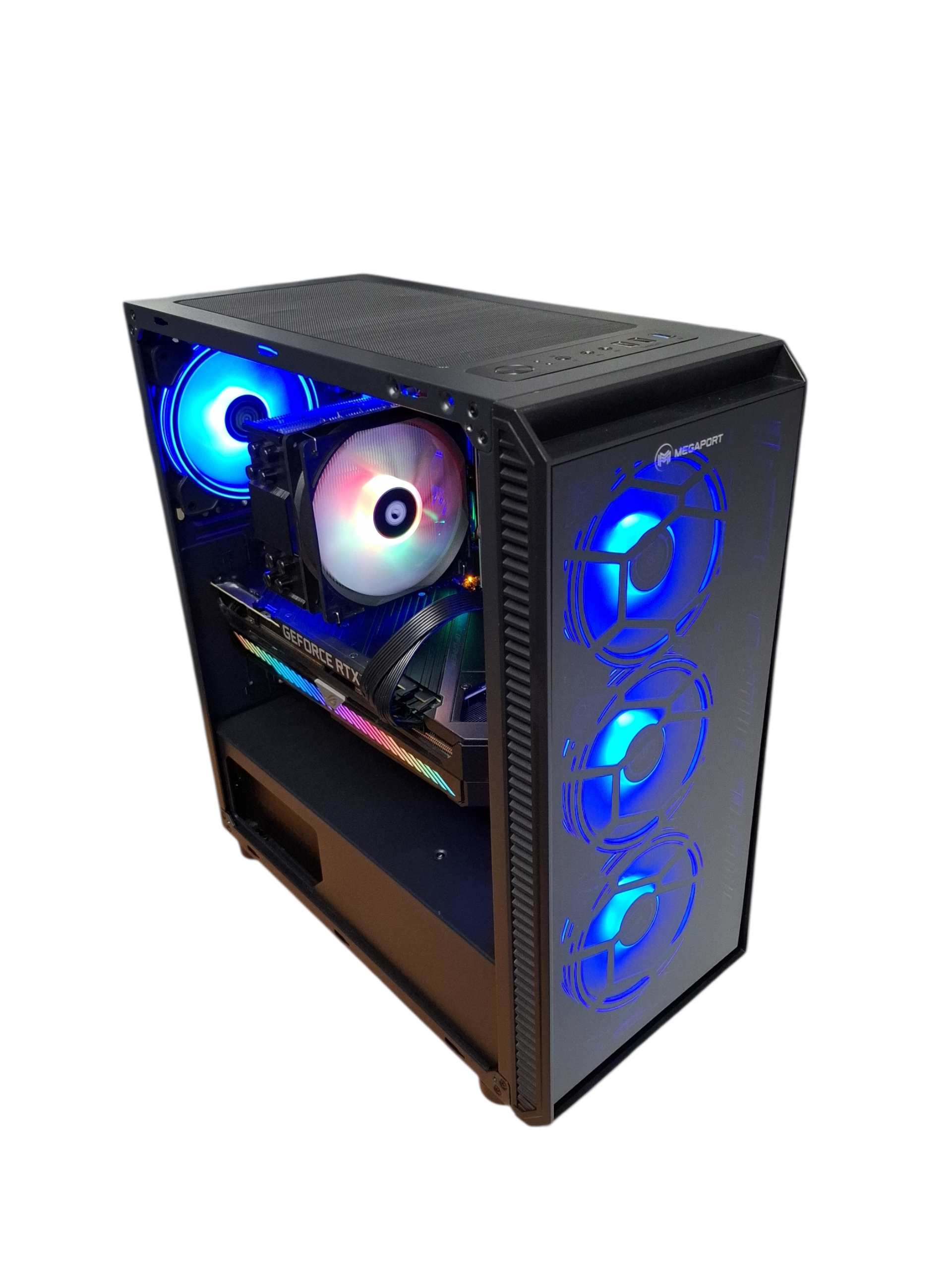 Gaming PC | AMD Ryzen 7 3700X | RTX 3070 ROG 8GB | 16GB RAM | 2.5TB Speicher | Win 11 Pro | Blaues LED-Design