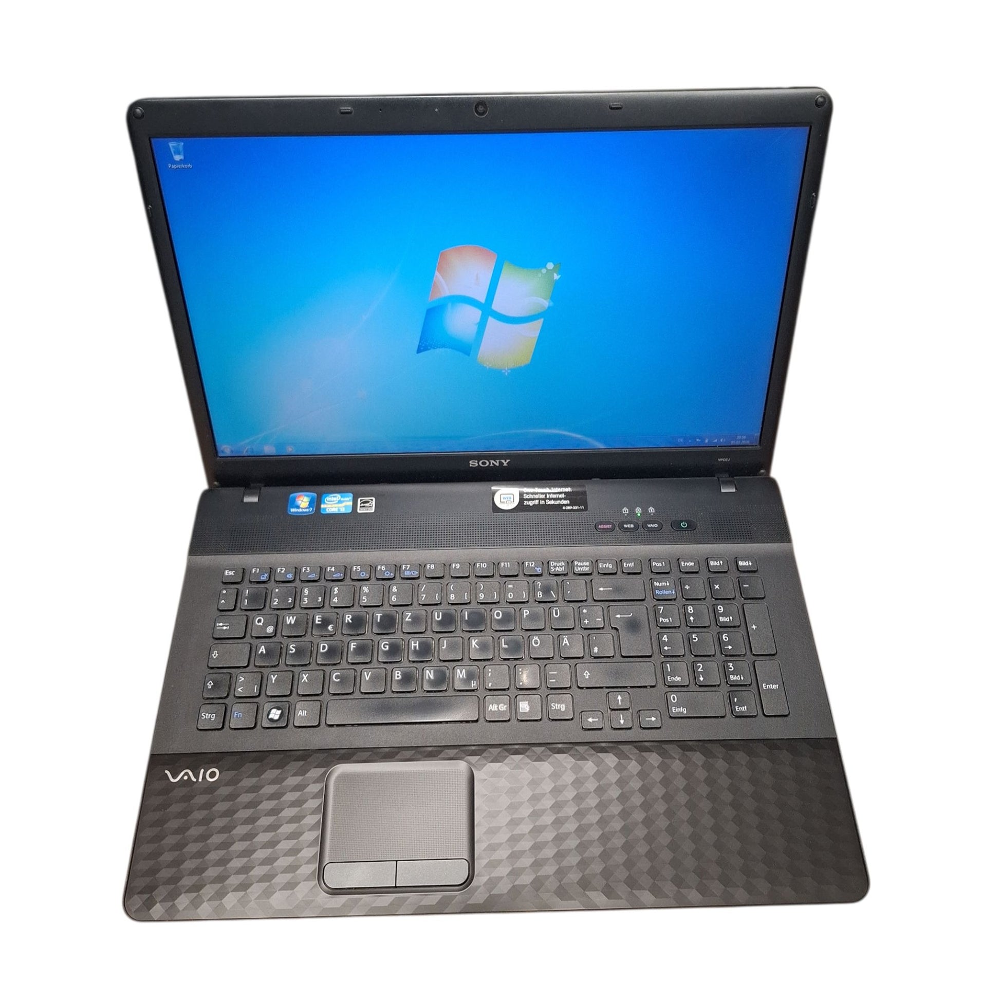 Retro Laptop Sony Vaio VPCEJ 17,3 Zoll i3 4GB RAM 256GB SSD DVD Windows 7 32Bit